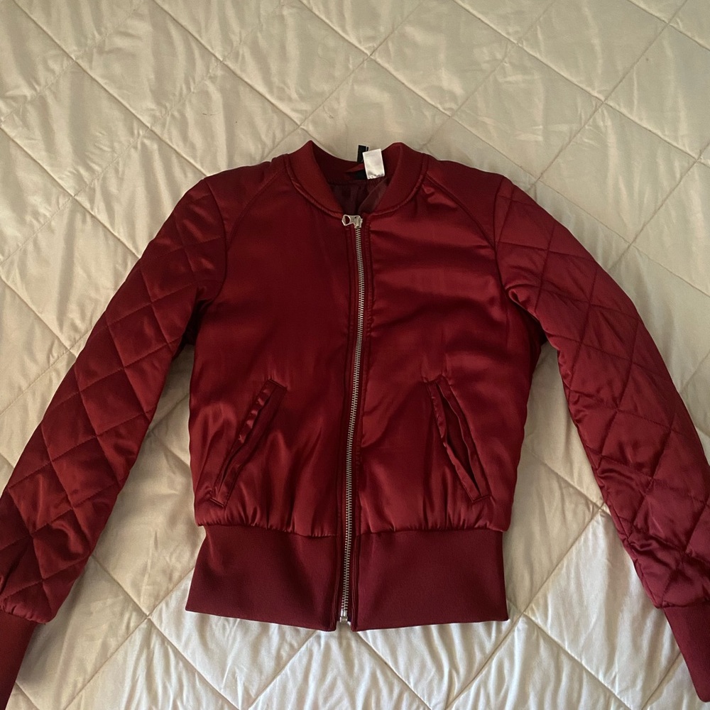 Burgundy bomber jacket